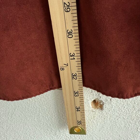 Y2k Faux Suede Shirt Button Down Rust Brown Microfiber Unlisted Kenneth Cole XL - Picture 8 of 8